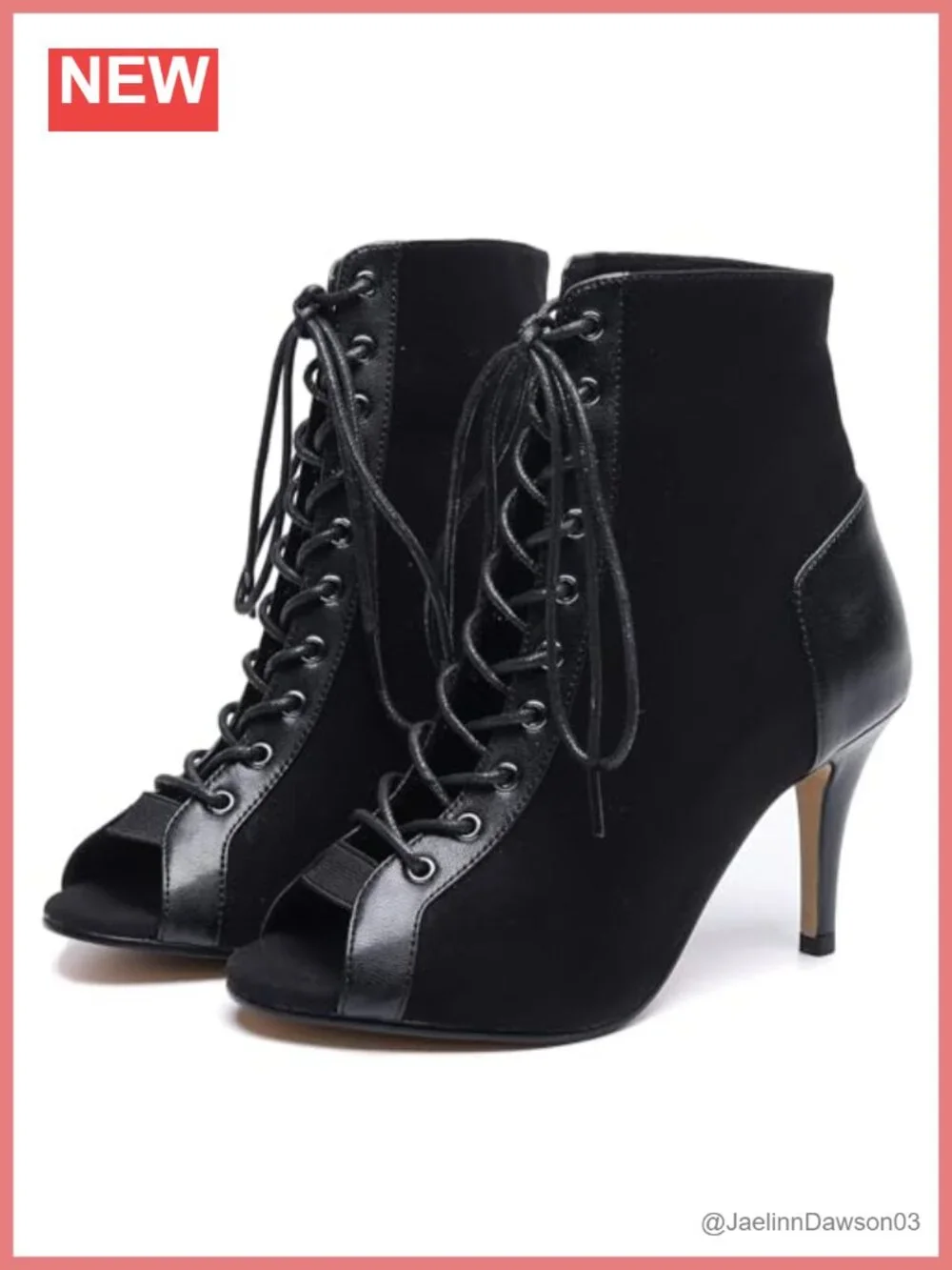 Women's Peep Toe Stiletto Dance Heels, Lace-Up Booties